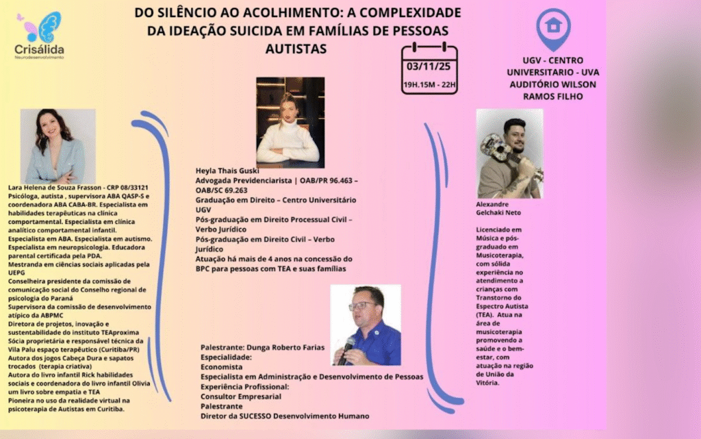 Evento na UGV debate autismo: do silêncio ao acolhimento