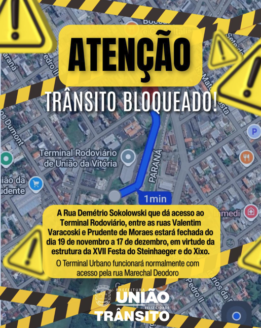 Rodoviária de União da Vitória terá bloqueio hoje