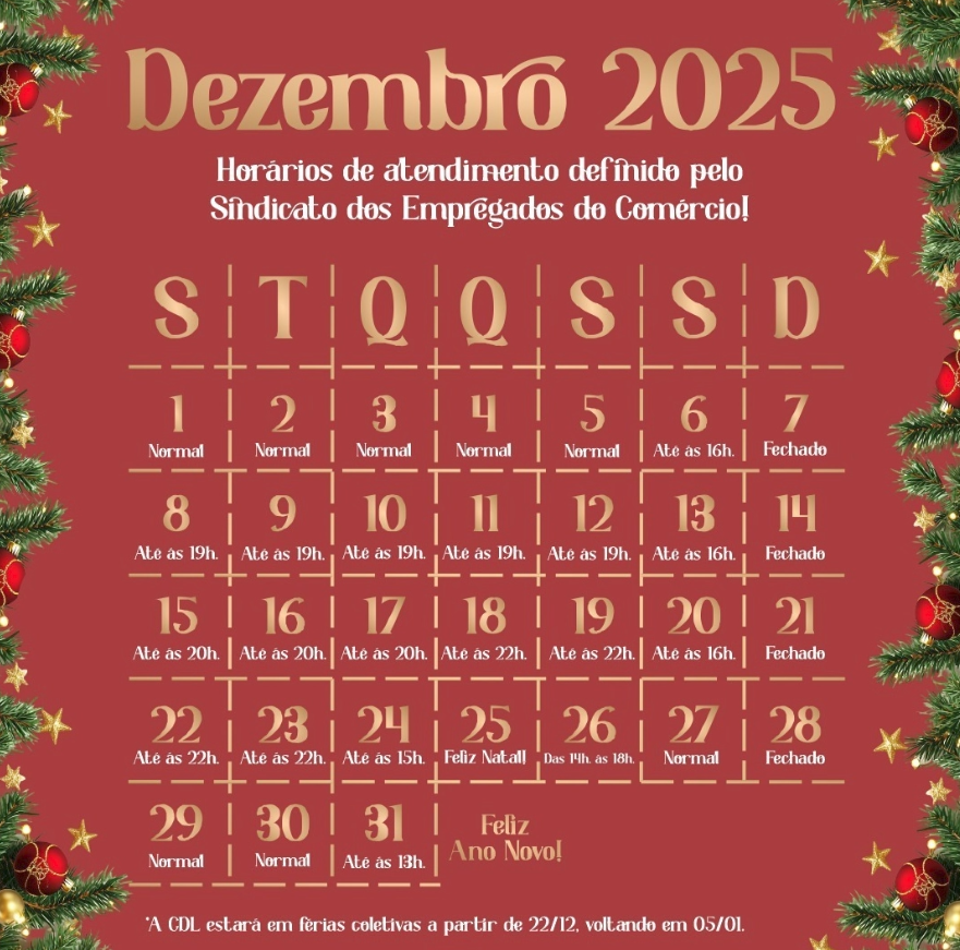 Comércio de São Mateus do Sul amplia horário para o Natal