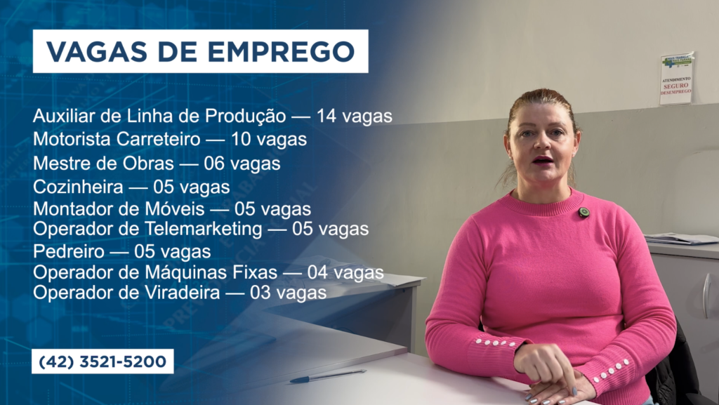 Agência do Trabalhador abre 89 vagas em União da Vitória
