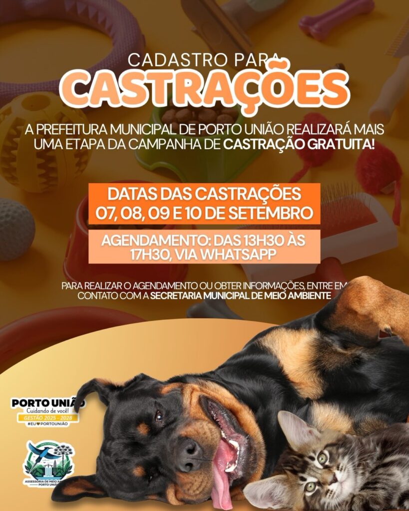 Porto União abre 2ª etapa de castração de cães e gatos
