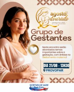 Agosto Dourado terá encontro para gestantes em Paula Freitas
