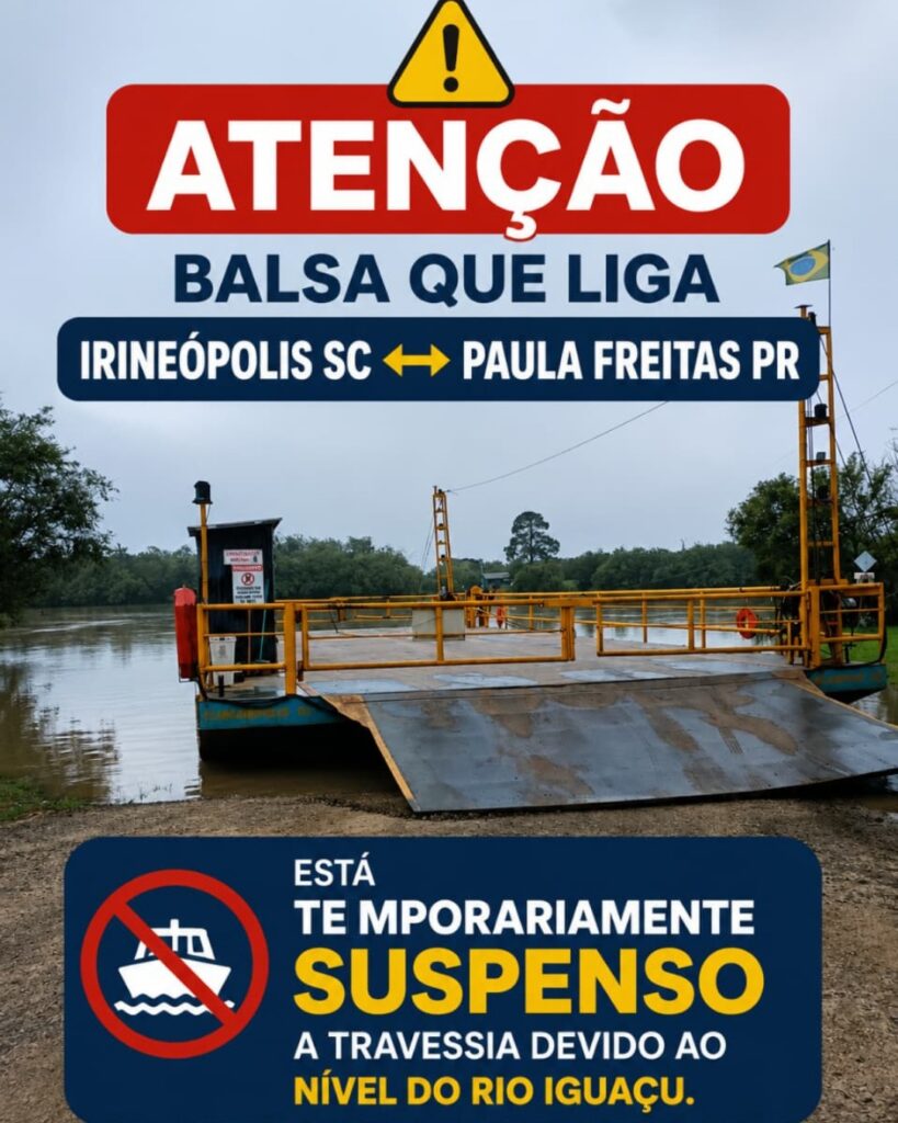 Travessia suspensa na Balsa entre Paula Freitas e Irineópolis