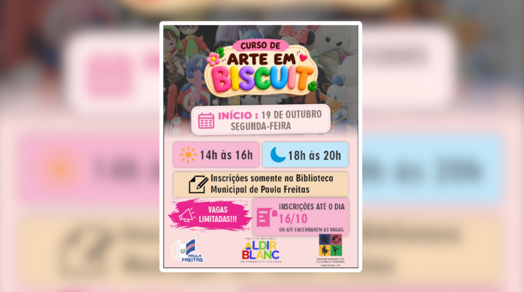 Curso gratuito de biscuit em Paula Freitas